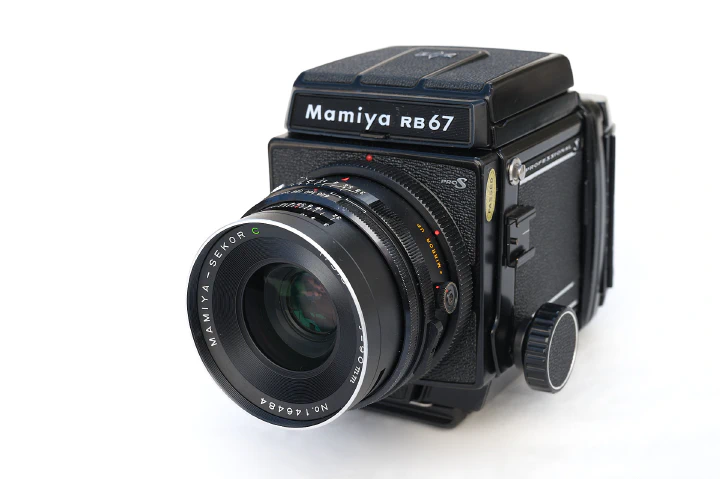 A photo of the Mamiya RB67 with a standard 90mm Sekor C lens.